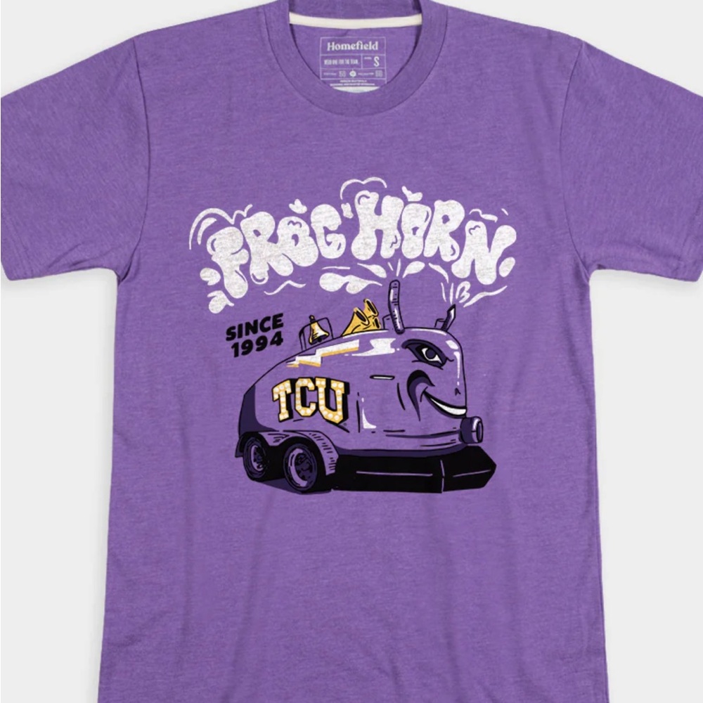 Homefield Apparel TCU Frog Horn Graphic Tee. Size Large. New.